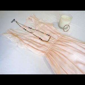 BB Dakota Peach Ruffle Midi Dress Size XS